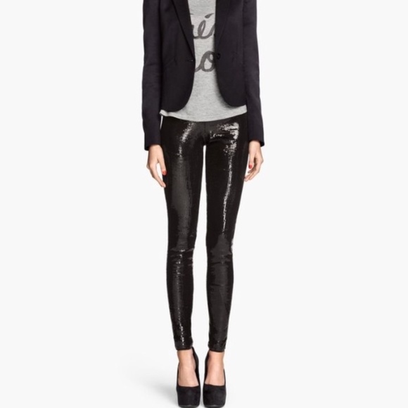 Alice + Olivia Pants - Alice & Olivia Black Sequin Leggings XS